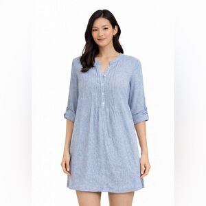 TAHARI - NWT - Linen Blend Dress - Blue and White Striped